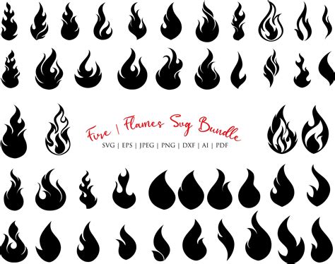 Visual Arts Collage Flame Files for Cricut Fire Clipart Flame Clipart Flame Dxf Flame SVG Flame ...