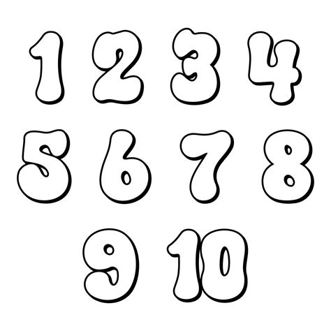 Printable Numbers 1 10 | Graffiti numbers, Bubble numbers, Bubble ...