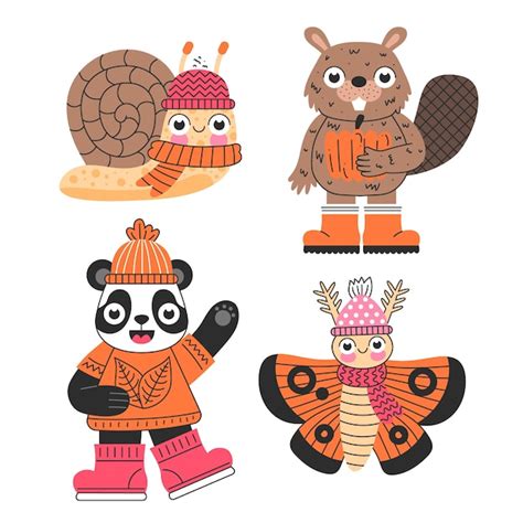 Free Vector | Cartoon autumn animals collection