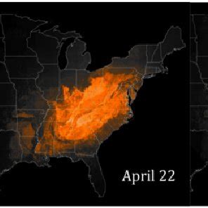 Spring Migration of Wood Thrush. The predicted probability of ...