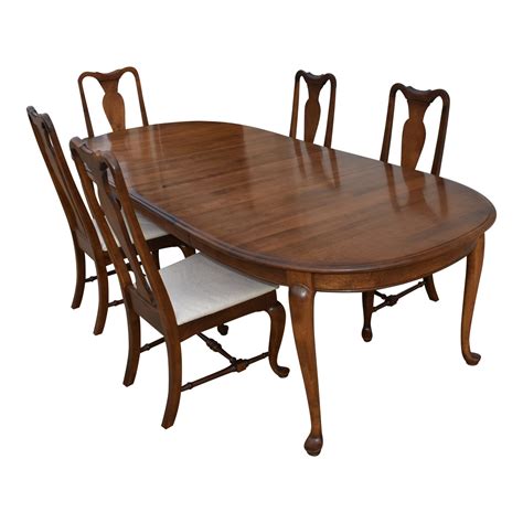 Ethan Allen "Classic Manor" Solid Maple Dining Table and 5 Chairs ...