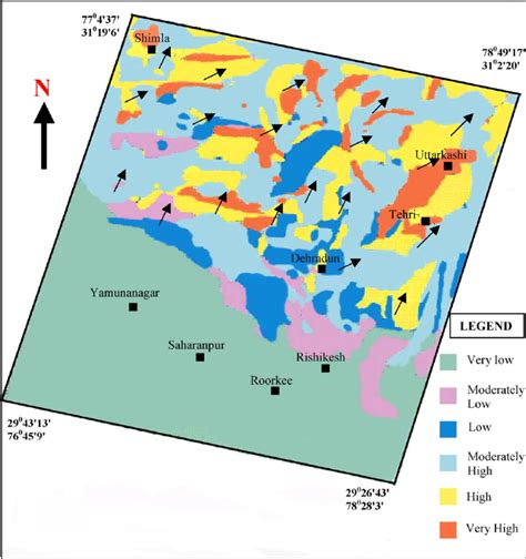 Final landslide Hazard Zonation map overlaid on stress direction of the... | Download Scientific ...