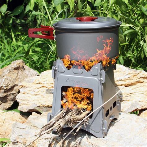 Camping Wood Stove Portable Folding Lightweight Titanium Wood Burning Backpacking Stove for ...