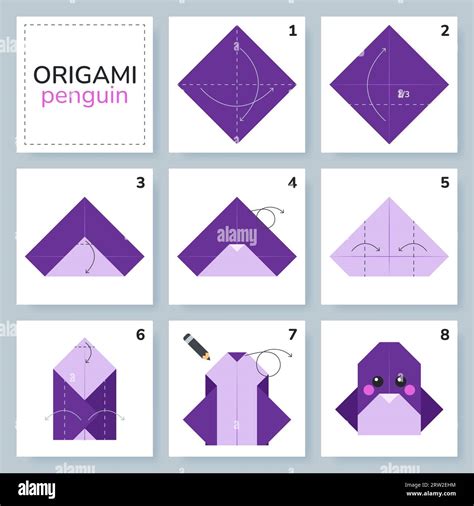 Origami tutorial for kids. Origami cute penguin Stock Vector Image & Art - Alamy