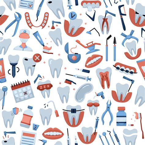 Premium Vector | Vector seamless pattern with dentistry icons. Dental ...