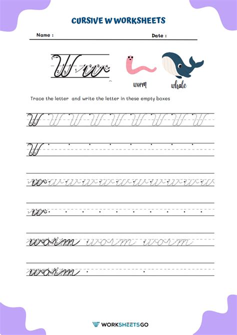 Cursive W Worksheets | WorksheetsGO