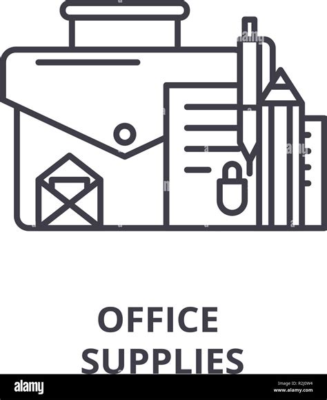 Office supplies line icon concept. Office supplies vector linear ...