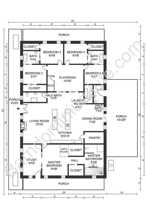 The Best 5 Bedroom Barndominium Floor Plans | Pole barn house plans ...