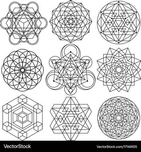 Sacred geometry symbols - set 04 Royalty Free Vector Image