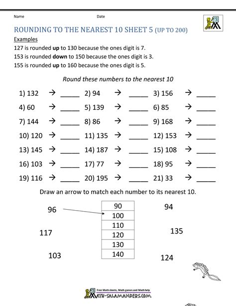 Rounding Worksheets to the nearest 10