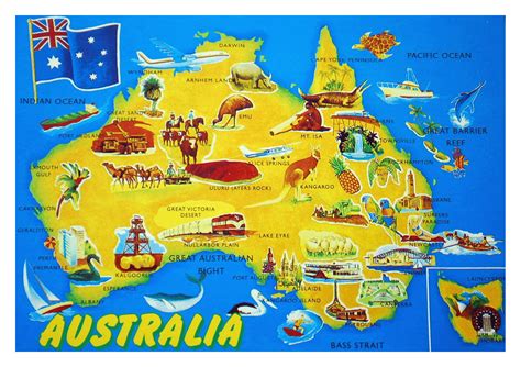 Large detailed tourist illustrated map of Australia | Australia | Oceania | Mapsland | Maps of ...