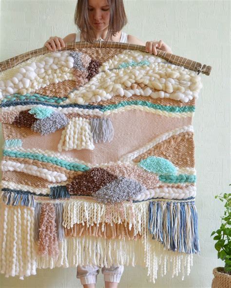 Woven wall hanging - Yarn wall art - Wool fiber art - Textil wall ...