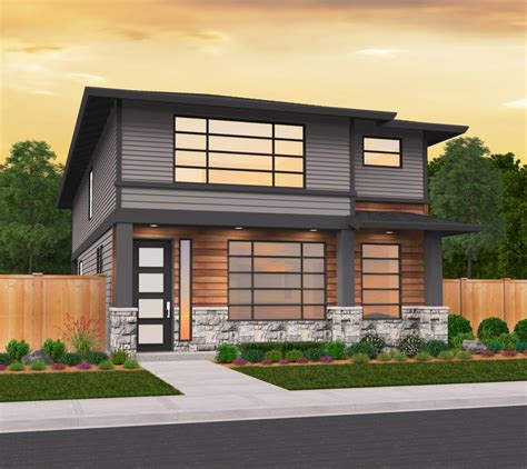 Columbia House Plan | Two Story Rear Load Garage Narrow Modern Home ...