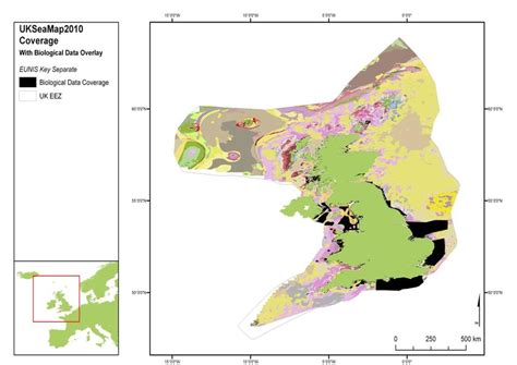 Chart showing the UKSeaMap (2010) biotope map overlaid with the core ...