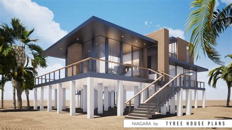 Modern 4 Bedroom Beach House Plan. Tyree House Plans. | Modern beach ...