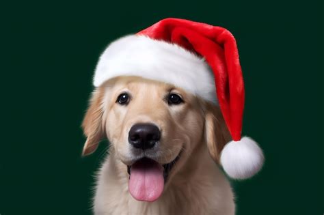 Premium AI Image | dog wearing a santa claus hat ffor christmas