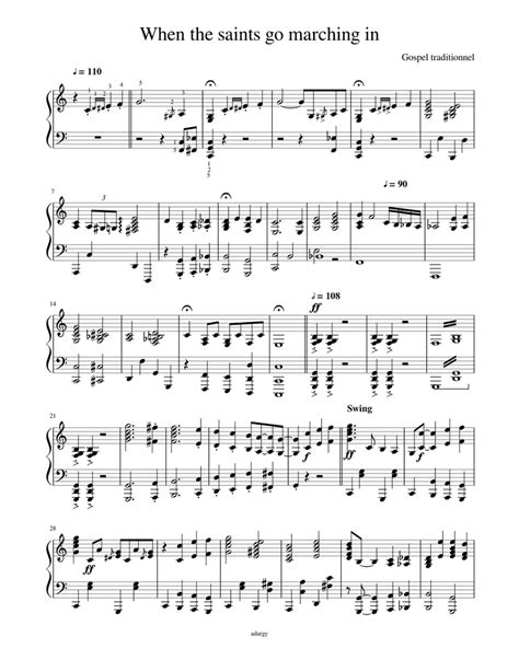 When the saints go marching in Sheet music for Piano (Solo) | Musescore.com