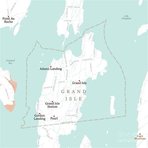 VT Grand Isle Grand Isle Vector Road Map Digital Art by Frank Ramspott ...