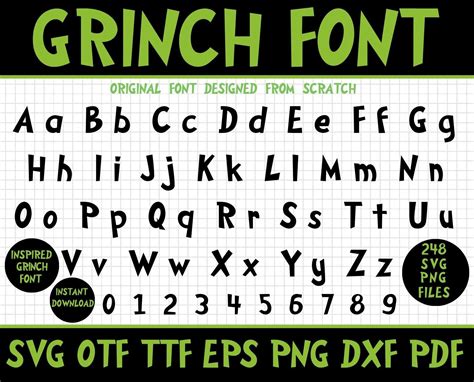 Grinch Font Svg, Grinch Svg, Grinch Font, Grinch Letters, Grinch Alphabet, Grinch Png, Grinch ...