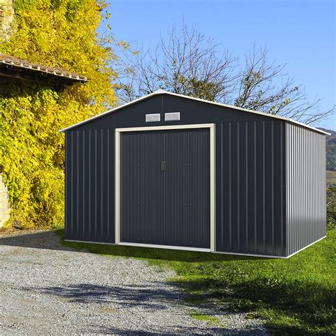 Costway Metal Storage Shed for Garden and Tools w/Sliding Double Lockable Doors - Walmart.com