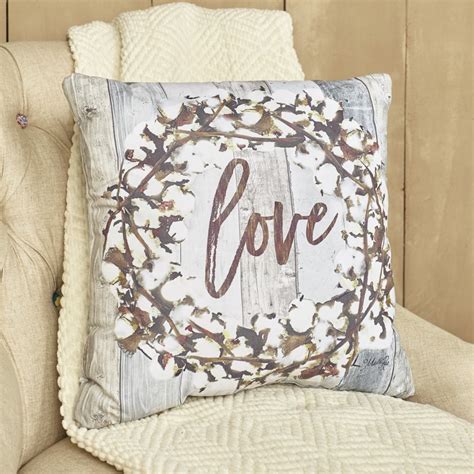 Cotton Boll Furniture Accent Pillow - Love - Farmhouse 17" Throw Cushion - Walmart.com - Walmart.com