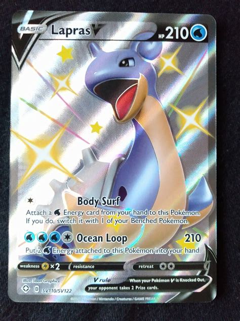 Lapras VMAX Lapras V Shiny Full Art SV111 SV122 Pokemon Shining Fates TCG NM Values - MAVIN