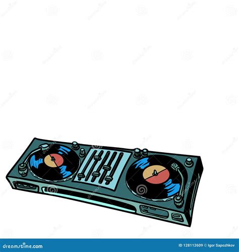 DJ Turntable, Music Console. Isolate on White Background Stock Vector ...