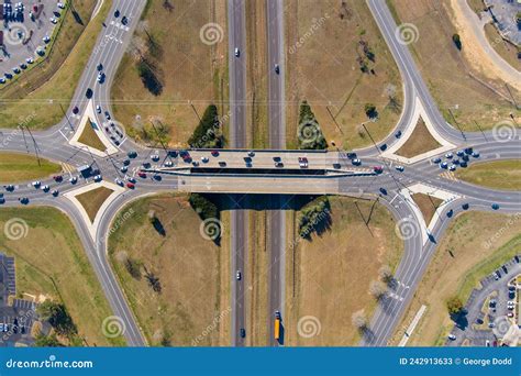 Aerial View of a Diverging Diamond Interchange in Malbis, Alabama Stock Image - Image of diamond ...