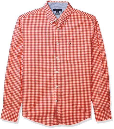 Tommy Hilfiger Long Sleeve Button Down Shirt In Classic Fit in Red for ...