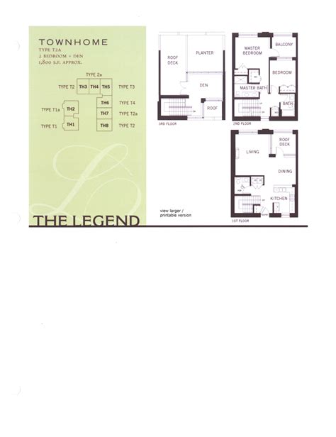 The Legend Floor Plan Townhome Type T2A | San Diego Downtown Communities