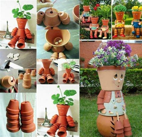 Tontopf Figuren und eine Anleitung zum Nachmachen Clay Pot Projects, Clay Pot Crafts, Diy Clay ...