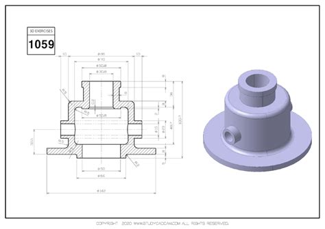 3D CAD EXERCISES 1059 - STUDYCADCAM | Solidworks tutorial, Autocad ...