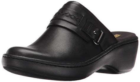 Clarks Womens Delana Amber Leather Closed Toe Mules, Black Leather ...