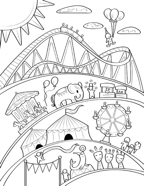 Free printable carnival coloring page. Download it at https://museprintables.com/download ...