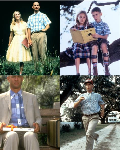 In Forrest Gump (1994), after every temporal transition, Forrest is always wearing a blue shirt ...