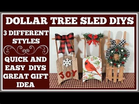 DOLLAR TREE SLED DIYS / 3 DIFFERENT STYLES - YouTube | Wooden christmas ...