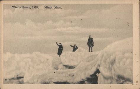 Winter Scene, 1918 Minot, MA Postcard