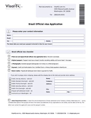 Brazil Visa Application Form Pdf - Fill Online, Printable, Fillable, Blank | pdfFiller