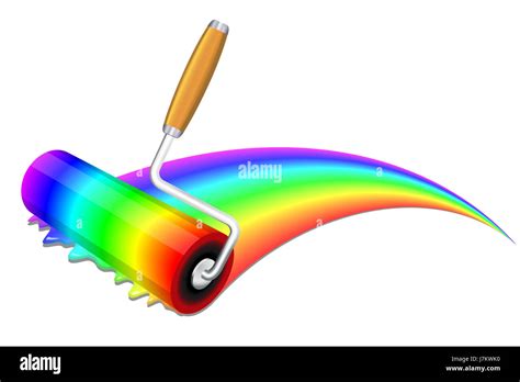 tool colour painting rainbow decoration paint roller color tool art colour Stock Photo - Alamy