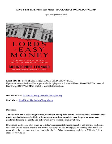 [Download] The Lords of Easy Money - Christopher Leonard by ...