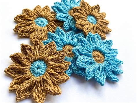 Daisy Crochet Flower Set of 6 Crochet Flower Applique | Etsy