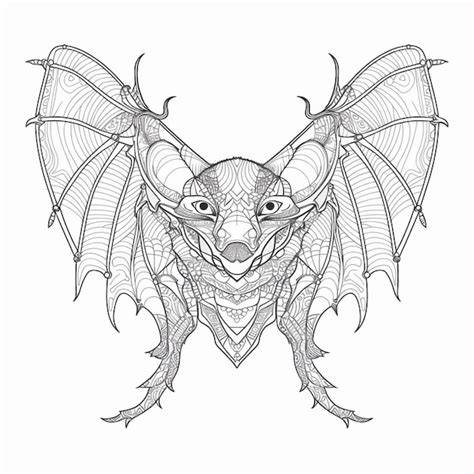 Premium AI Image | a black and white drawing of a bat with intricate ...