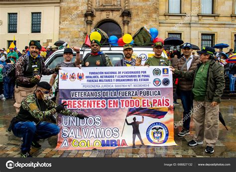 Bogota Colombia July 2023 Peaceful Protest Members Active Reserve ...