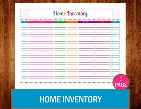 Home Inventory Instant Download PDF Printable