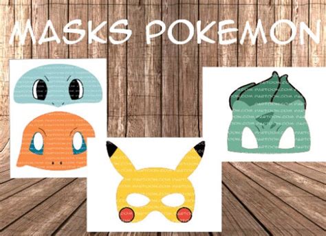 4 Pokemon Masks Birthday Party File Template Silhouette SVG | Etsy