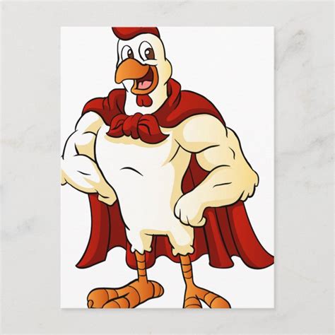 Cartoon super rooster posing postcard | Zazzle.com