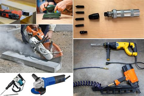 Different types of power tools used in construction