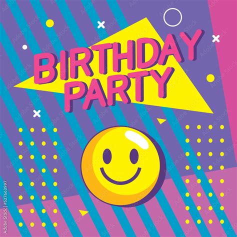 birthday party lettering with emoji Stock Vector | Adobe Stock