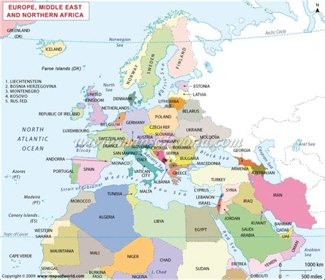 Europe, Northern Africa & Middle East Map. Might make a rusticated road map to put up on the ...