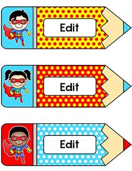 Superhero Theme Classroom Labels by Pink Cat Studio | TpT